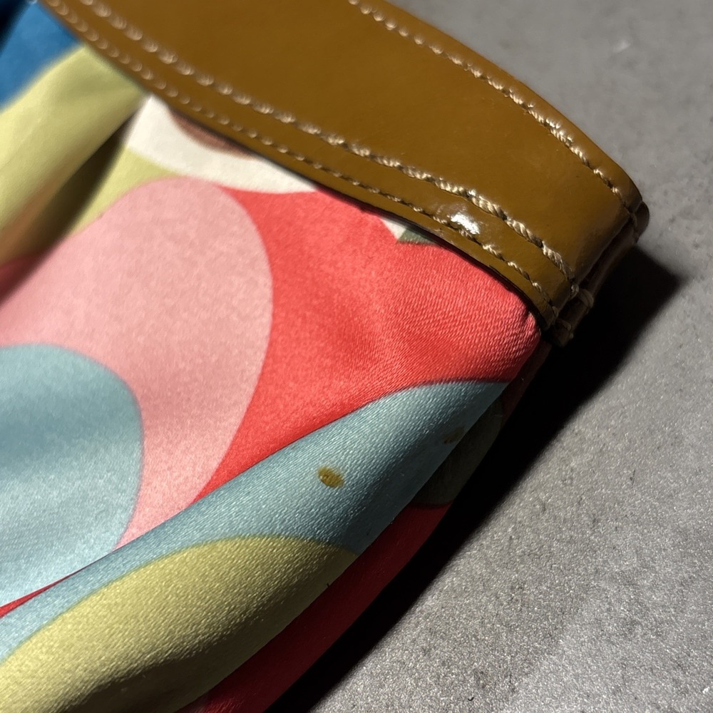 Coach Multicolor Soho Satin Pleated Clutch Colorful Statement Piece Evening - Picture 7 of 10